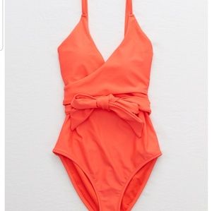 Neon Red Aerie Wrap Swimsuit
